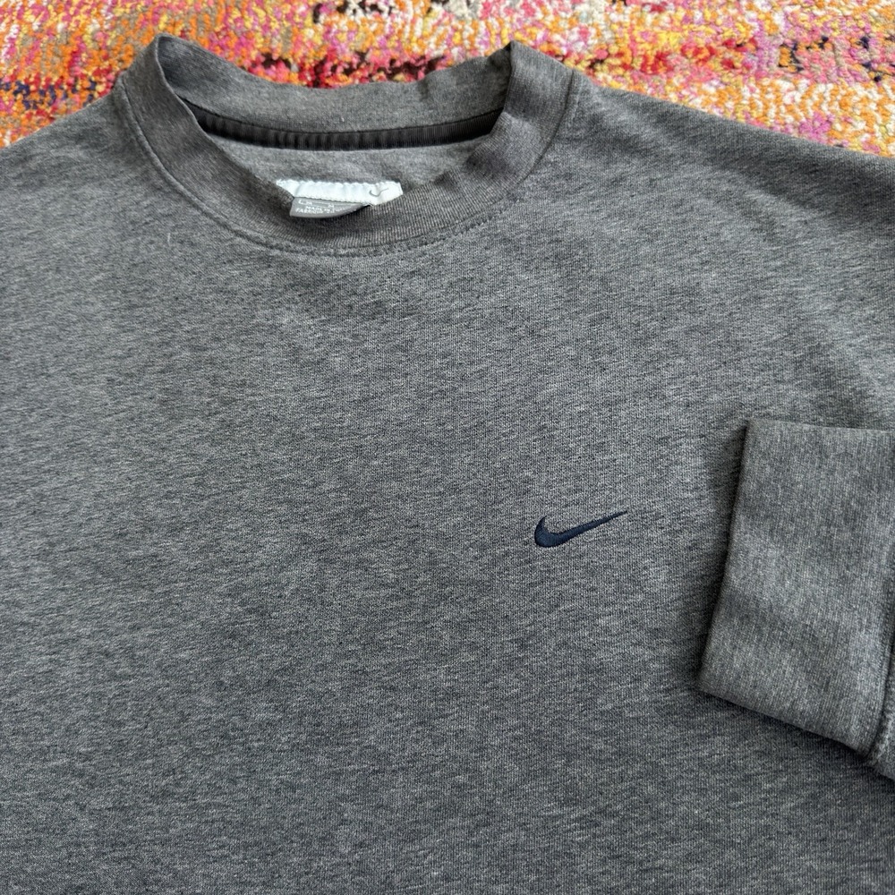 Vintage Nike Swoosh Crewneck Sweatshirt Charcoal Grey Medium